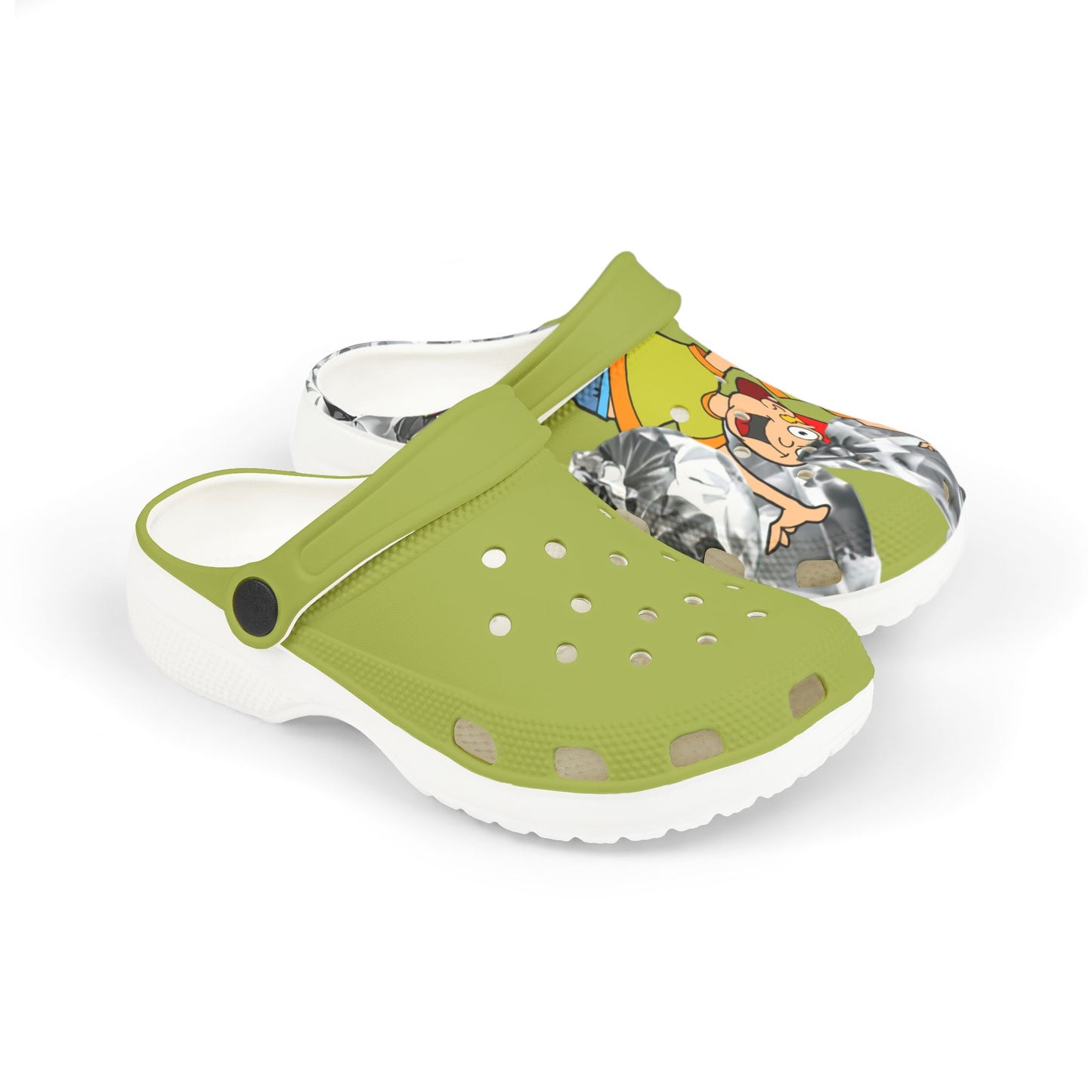 Kids Pirate Cartoon EVA Clogs — Lightweight Green Slip-On Shoes