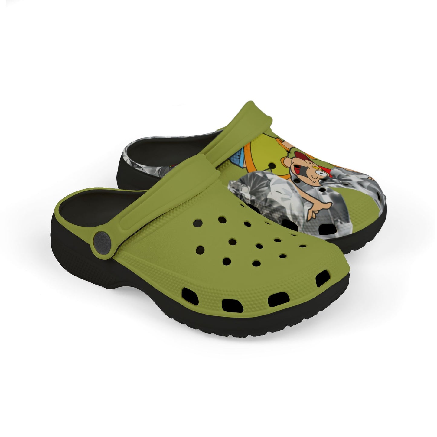 Kids Pirate Cartoon EVA Clogs — Lightweight Green Slip-On Shoes