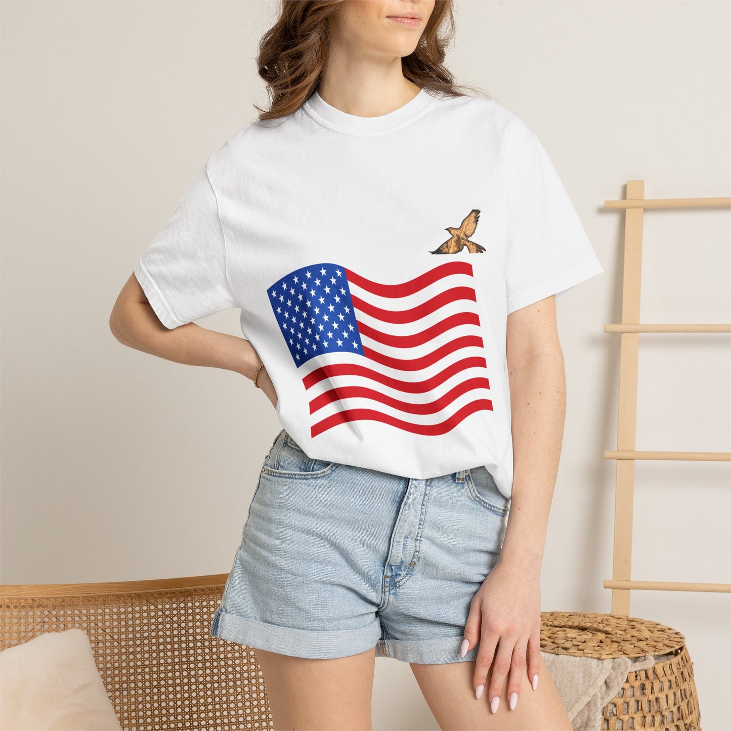 American Flag T-Shirt with Soaring Eagle – Patriotic USA Tee for 4th of July