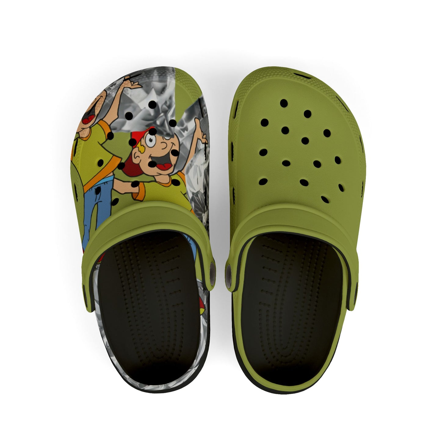 Kids Pirate Cartoon EVA Clogs — Lightweight Green Slip-On Shoes