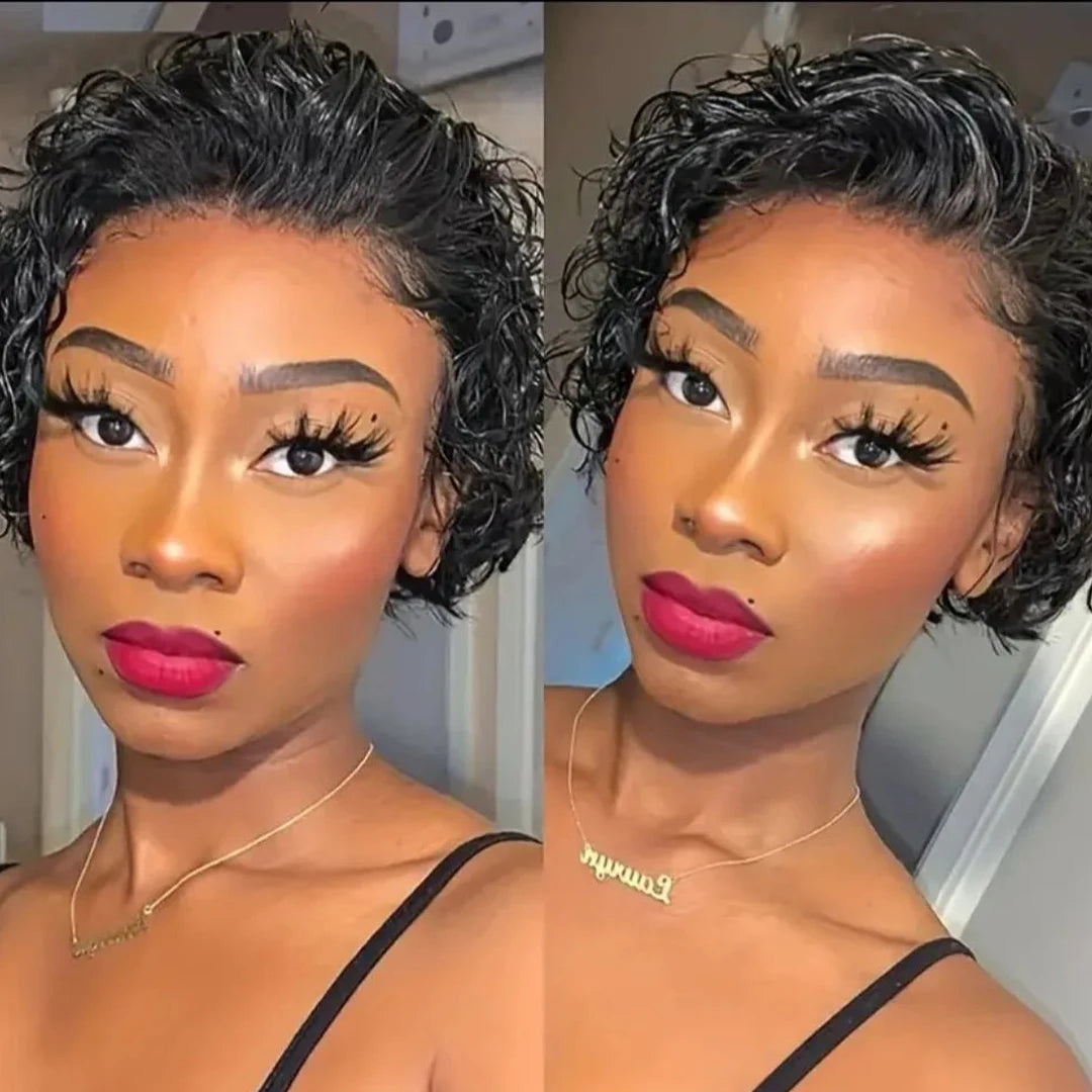 Pixie Curls 100% Human Hair Pixie Cut 13x4 Lace Frontal Wigs