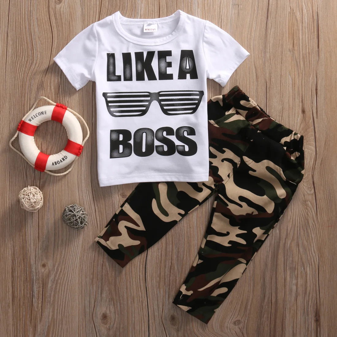 Newborn Baby Boys Clothes Toddler Kids Short Sleeve Letter T-shirt Camo Pants 2Pcs Outfits Set Baby's Clothing