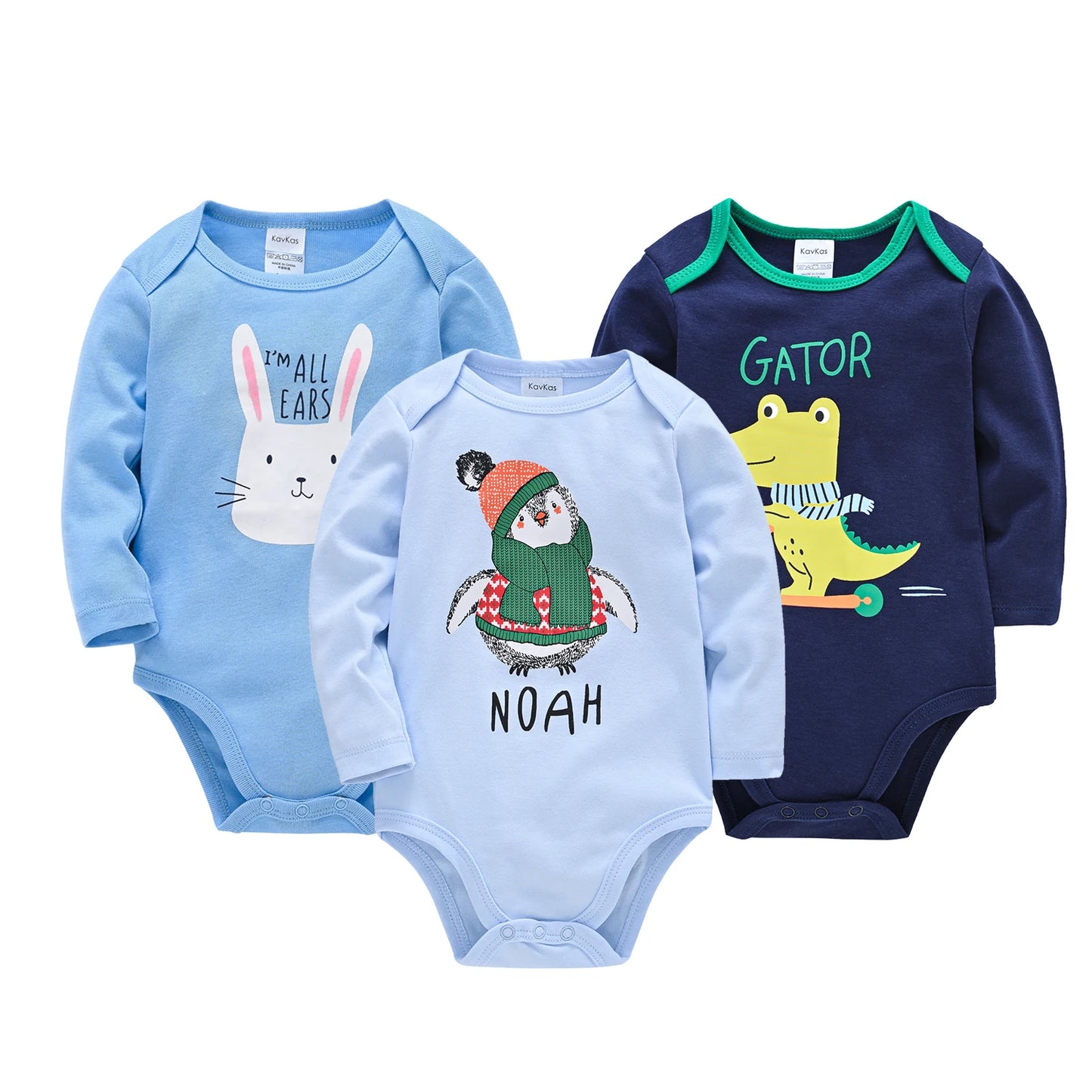 6 PCS 3 PCS Kavkas Baby Boys Girls Bodysuit Long Sleeve 100% Cotton Baby Clothes 0-12 months Newborn body bebe Jumpsuit Clothing