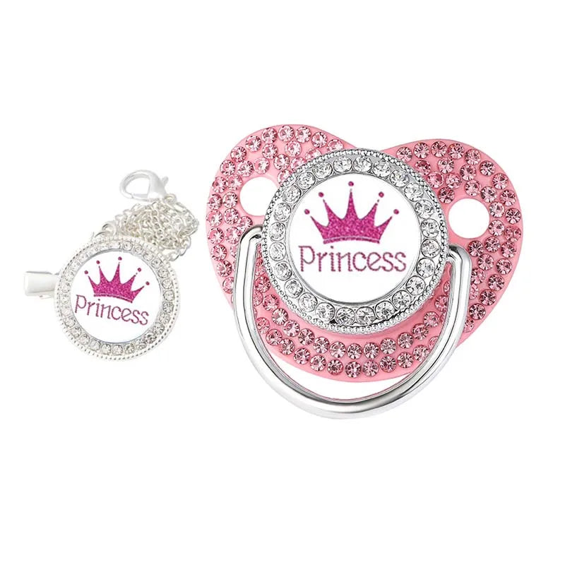 Crown Newborn Pacifier Clip Chain Baby Dummy Silicone BPA Free Toddler Teether Infant Soother Nipple Baby Shower Gift