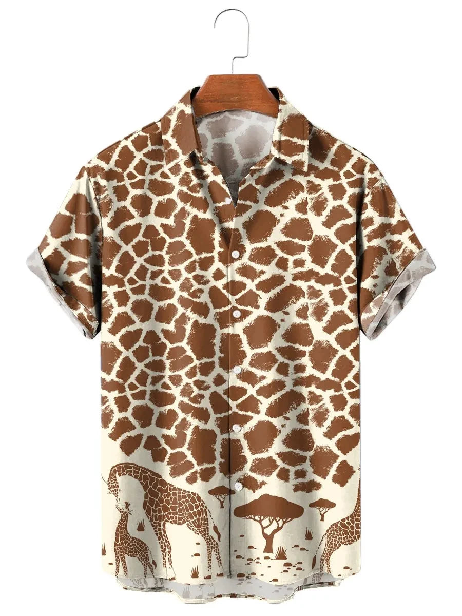 Men's shirt 3D cute pig animal print high-quality men's clothing loose oversized shirt fashionable casual short sleeved