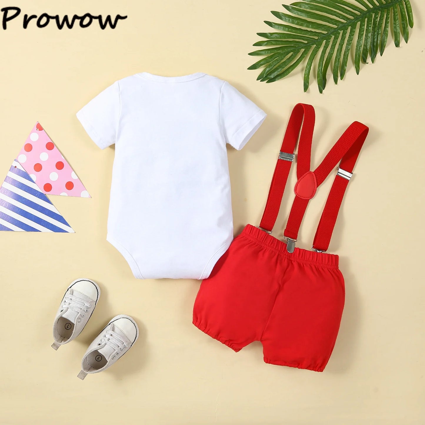 Baby Boys  Outfits Sets Balloon Lette  Bodysuit and Y-back Suspender Shorts  Baby Clothes