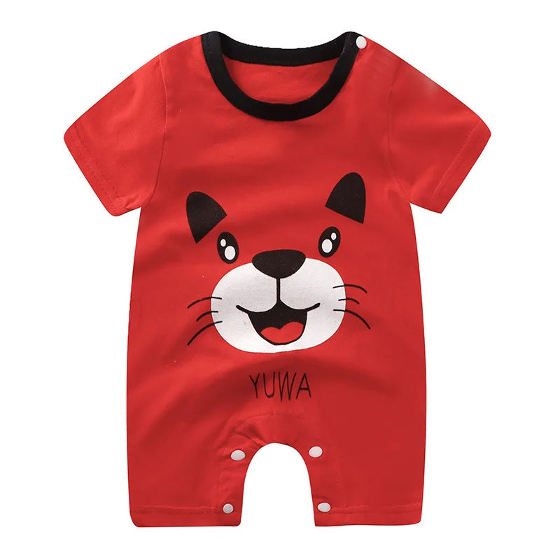 Baby Short Sleeve Rompers Infant Boys Girls Cartoon Cotton Jumpsuit