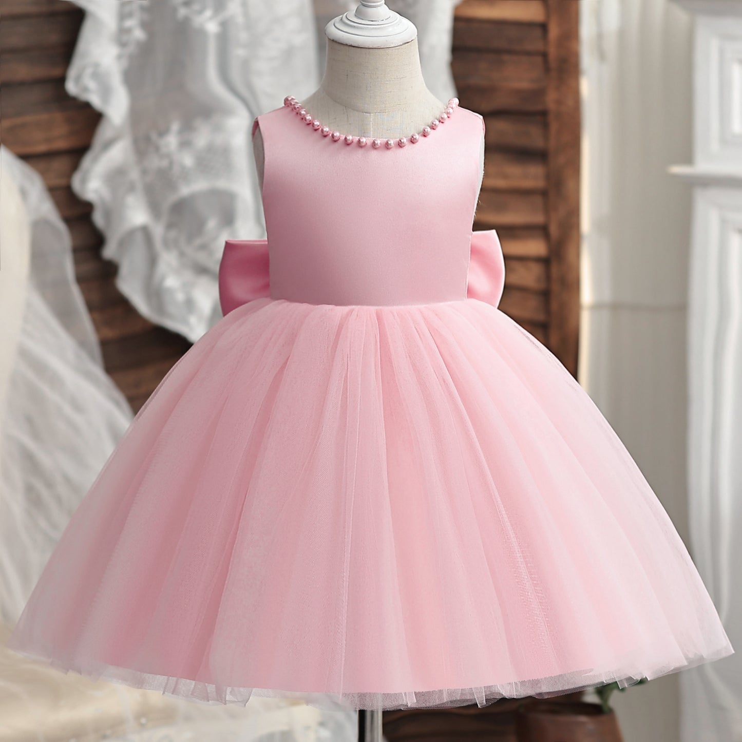 Green Christmas Dress for Girls Toddler Kids 1st Birthday Party Gown Elegant Princess Beaded Backless Baby Girl Wedding Vestidos