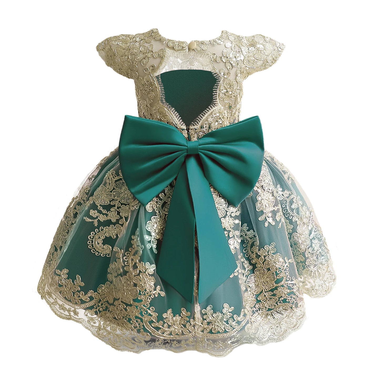 Toddler Baby Girls Lace Dresses Embroidery Elegant Christmas Princess Dresses for 1-5 Yrs Newborn Infant Outfits Green Christmas