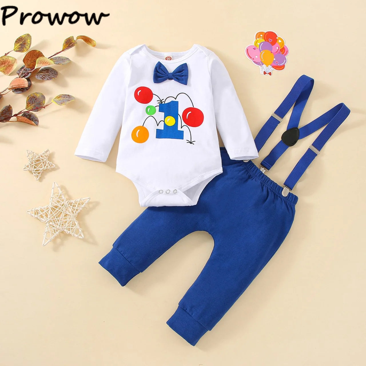 Baby Boys  Outfits Sets Balloon Lette  Bodysuit and Y-back Suspender Shorts  Baby Clothes