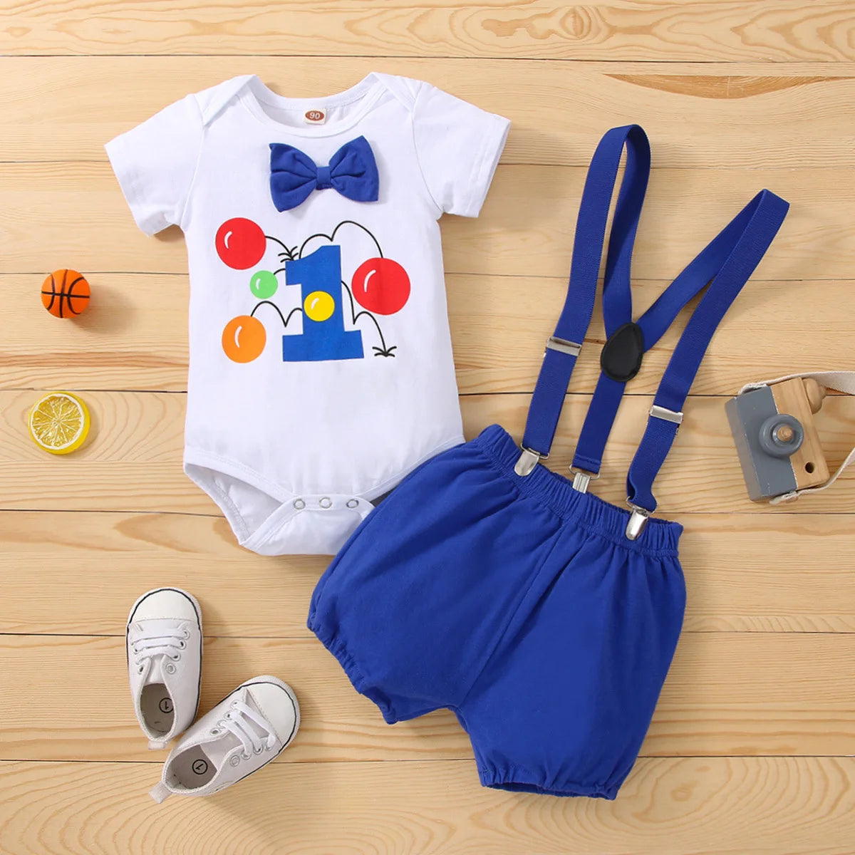 Baby Boys  Outfits Sets Balloon Lette  Bodysuit and Y-back Suspender Shorts  Baby Clothes