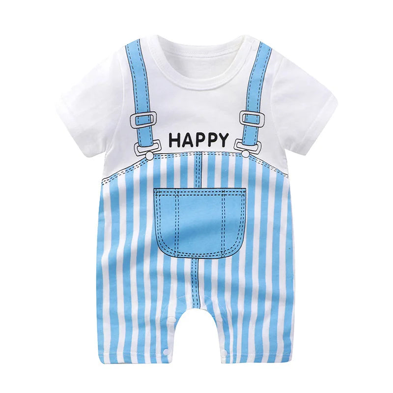 Baby Short Sleeve Rompers Infant Boys Girls Cartoon Cotton Jumpsuit