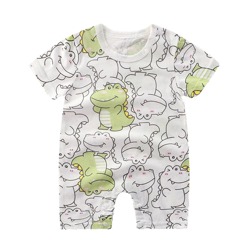 Baby Short Sleeve Rompers Infant Boys Girls Cartoon Cotton Jumpsuit