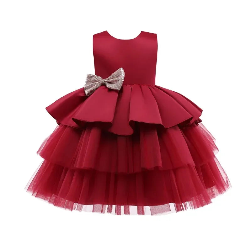 Baby Party Red Dresses for Girls Cute Newborn Infant 1st Birthday Baptism Vestidos Toddler Kids Wedding Backless Princess Dress
