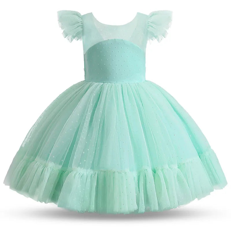 Toddler Baby Girls Lace Dresses Embroidery Elegant Christmas Princess Dresses for 1-5 Yrs Newborn Infant Outfits Green Christmas
