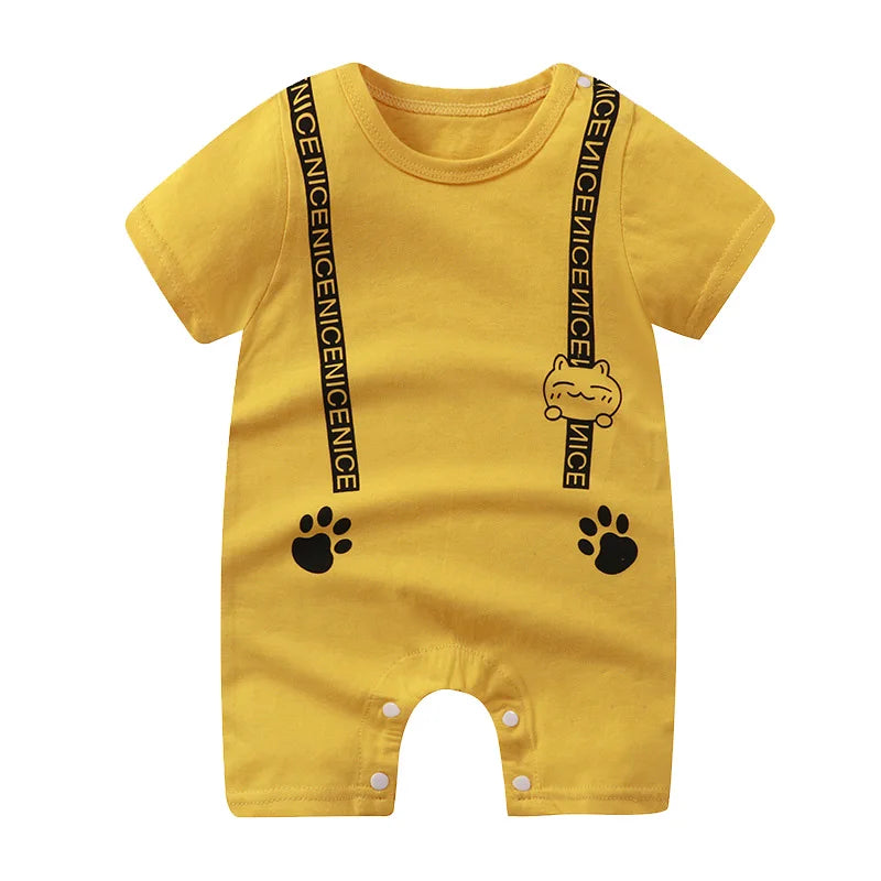 Baby Short Sleeve Rompers Infant Boys Girls Cartoon Cotton Jumpsuit