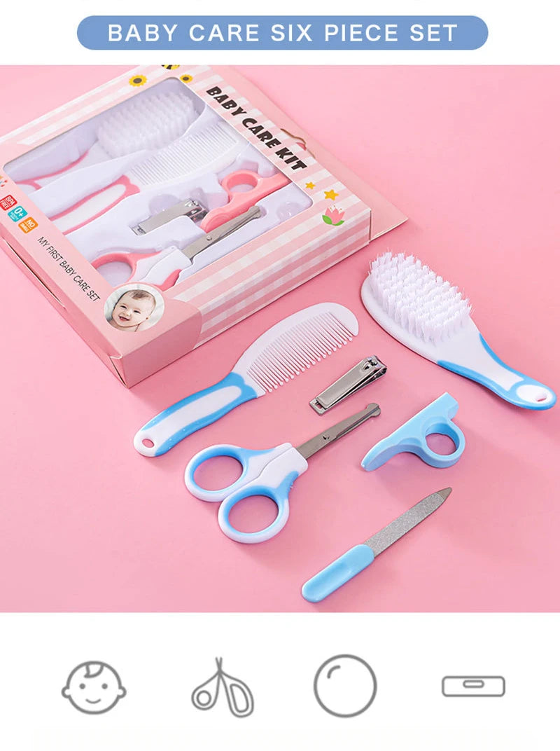 Baby Care and Cleaning 6-piece Nail Clipper Combination Set baby Safety Comb Brush Gift Box Wholesale New Born Baby Essentials
