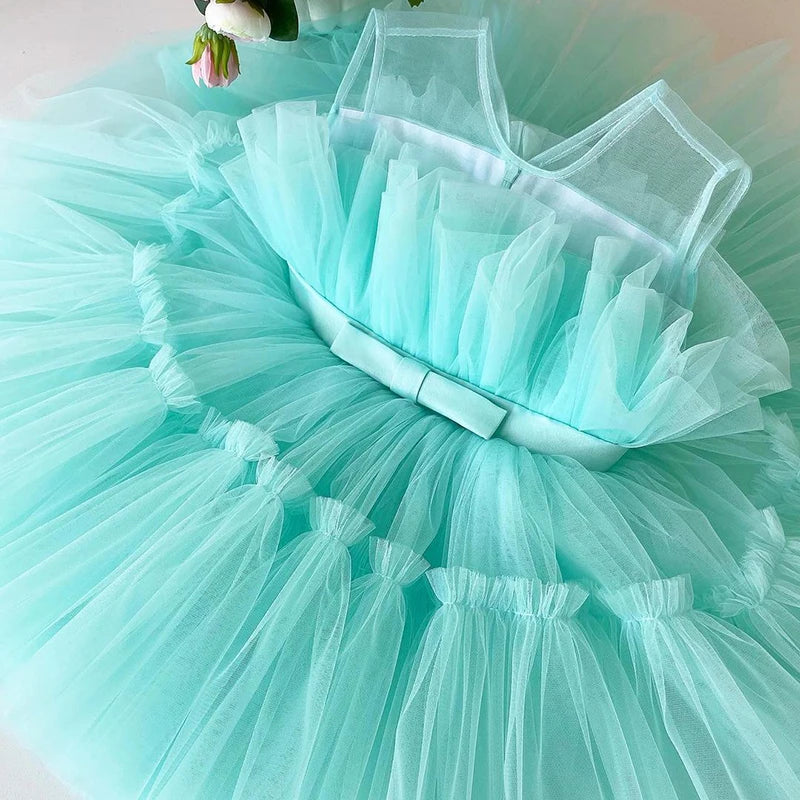 Toddler Baby Girls Lace Dresses Embroidery Elegant Christmas Princess Dresses for 1-5 Yrs Newborn Infant Outfits Green Christmas