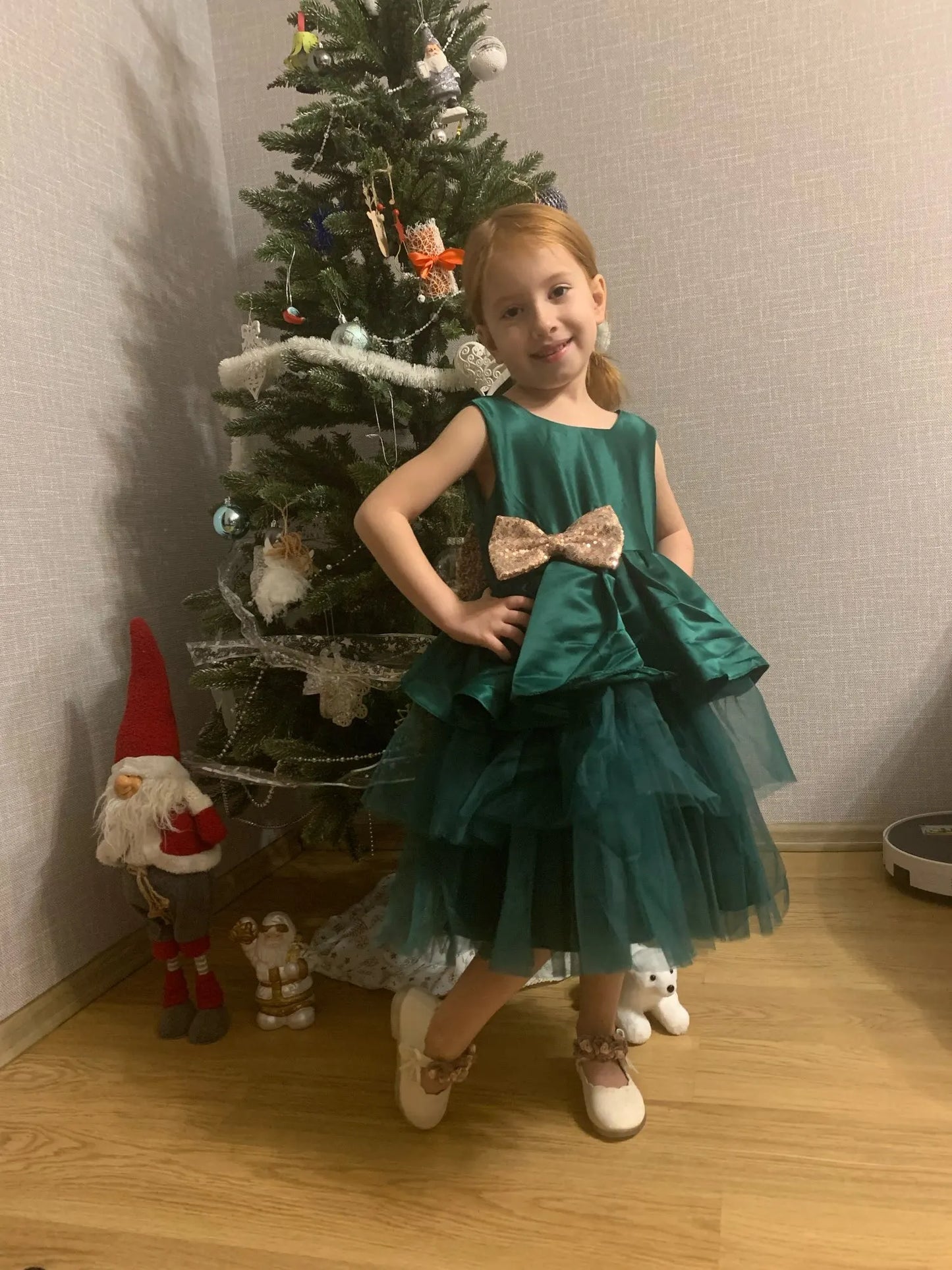 Toddler Baby Girls Lace Dresses Embroidery Elegant Christmas Princess Dresses for 1-5 Yrs Newborn Infant Outfits Green Christmas