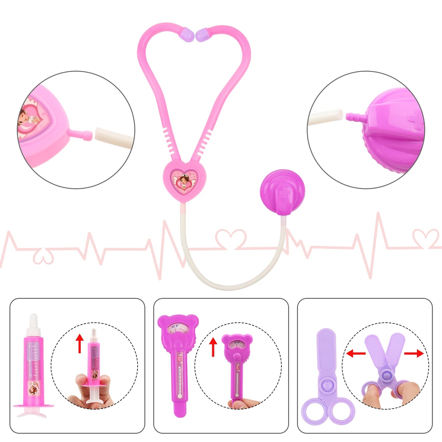 Children's doctor, playhouse toy, portable medicine box set, stethoscope, injection for girls and boys