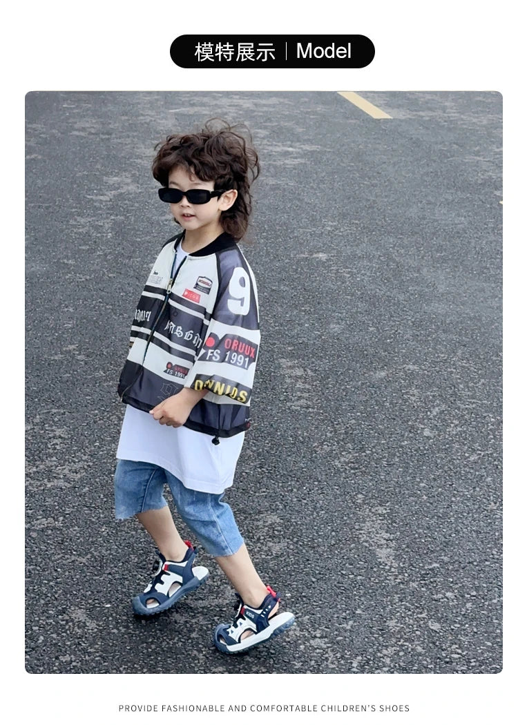 Boys' Sandals 2025 Summer New Children's Sports Beach Shoes Lightweight Anti slip Baotou Cool Dragging Girls' Sandals Trendy