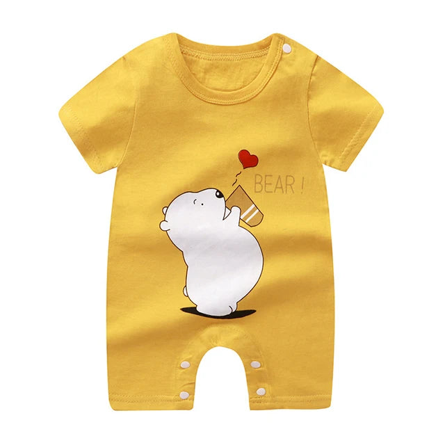 Baby Short Sleeve Rompers Infant Boys Girls Cartoon Cotton Jumpsuit