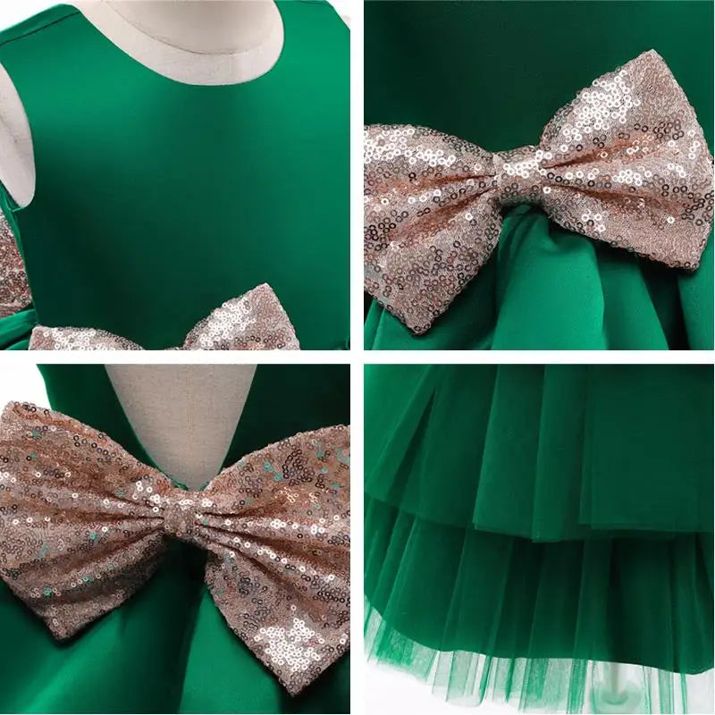 Baby Princess Dress Newborn Girls Birthday Party 1st Christening Gown Toddler Kid Children 2 3 4 5 Year Green Chrsitmas Dress