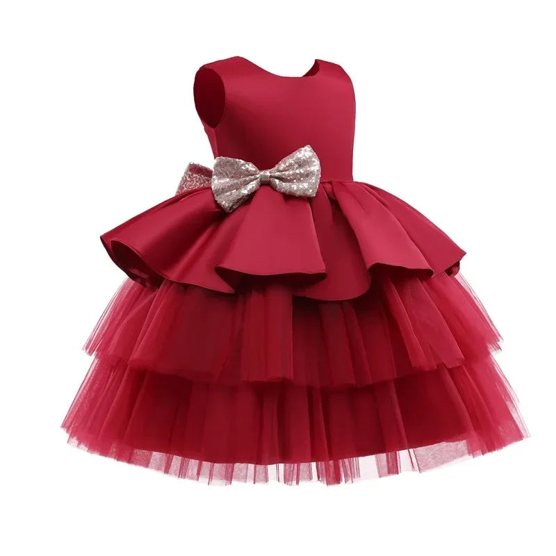 Baby Party Red Dresses for Girls Cute Newborn Infant 1st Birthday Baptism Vestidos Toddler Kids Wedding Backless Princess Dress