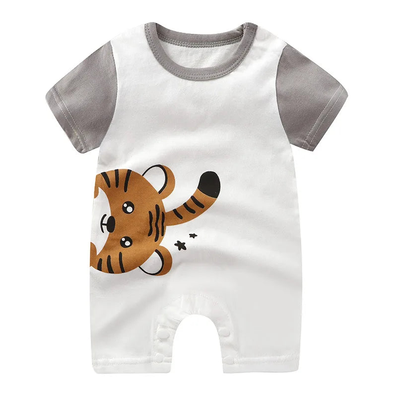 Baby Short Sleeve Rompers Infant Boys Girls Cartoon Cotton Jumpsuit