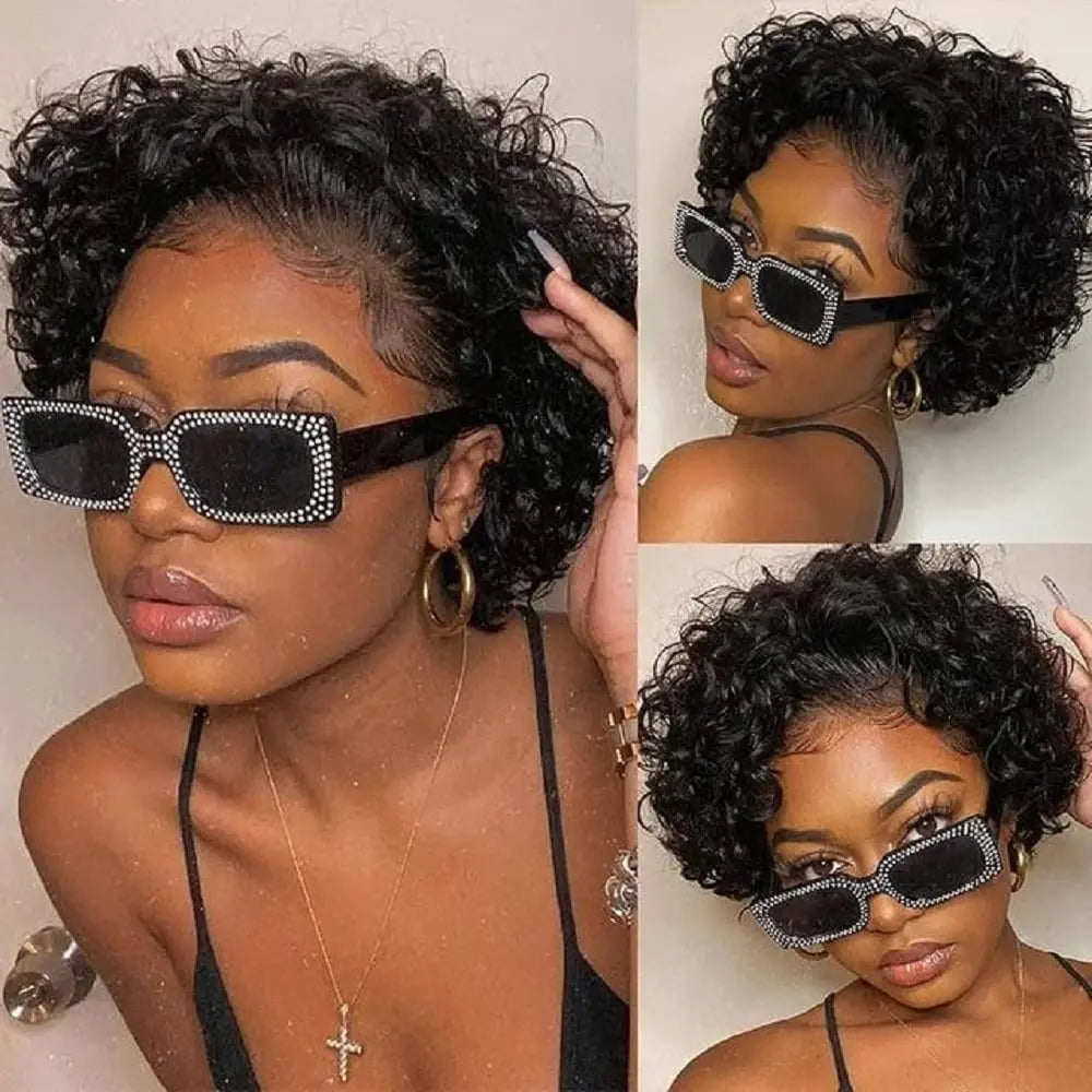 Pixie Curls 100% Human Hair Pixie Cut 13x4 Lace Frontal Wigs