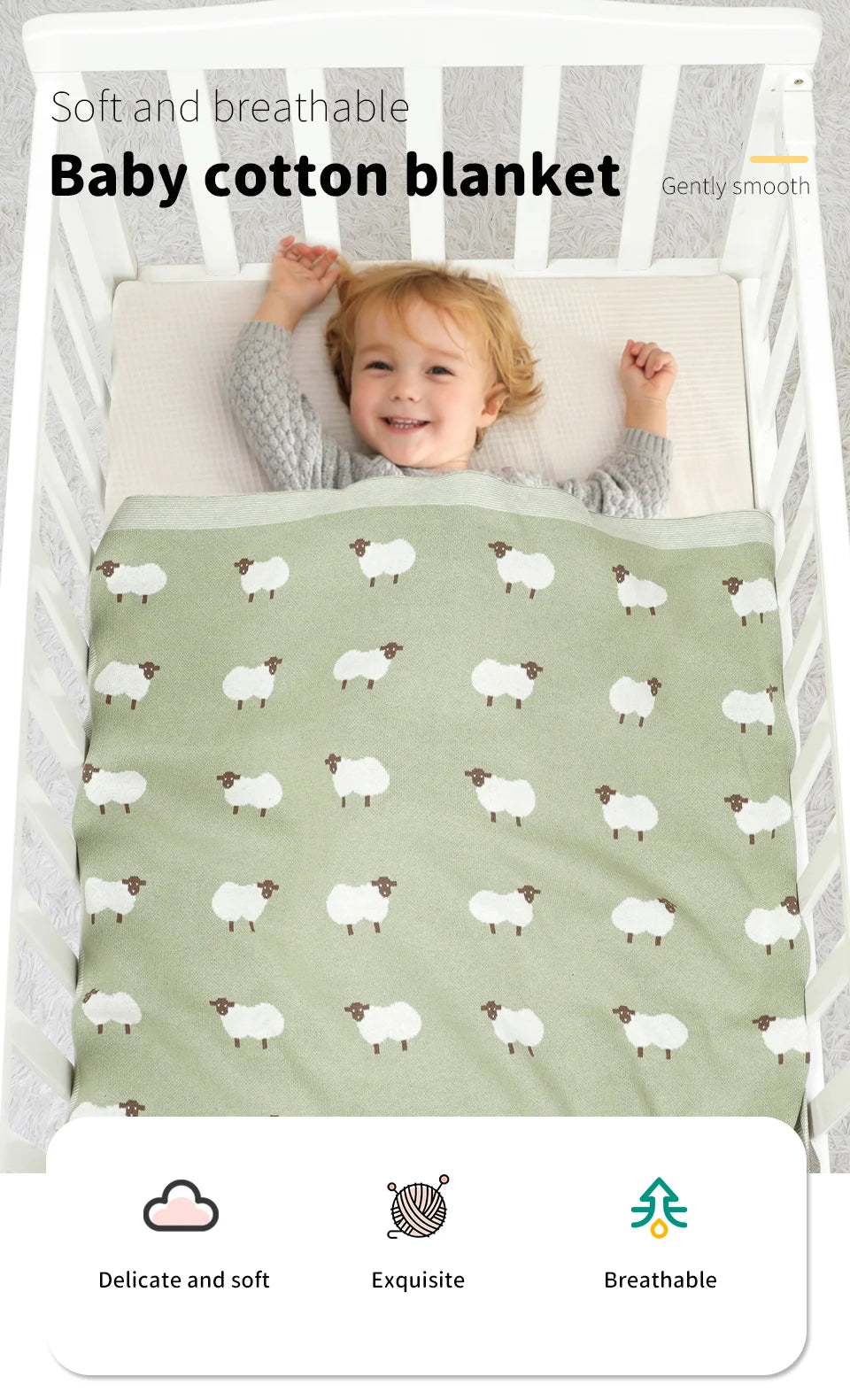 Baby Cotton Blankets Knitted Newborn Boys Girls Stroller Nursery Swaddle Wrap Cuddle Quilts 90*70cm Infant Toddler Receiving Mat