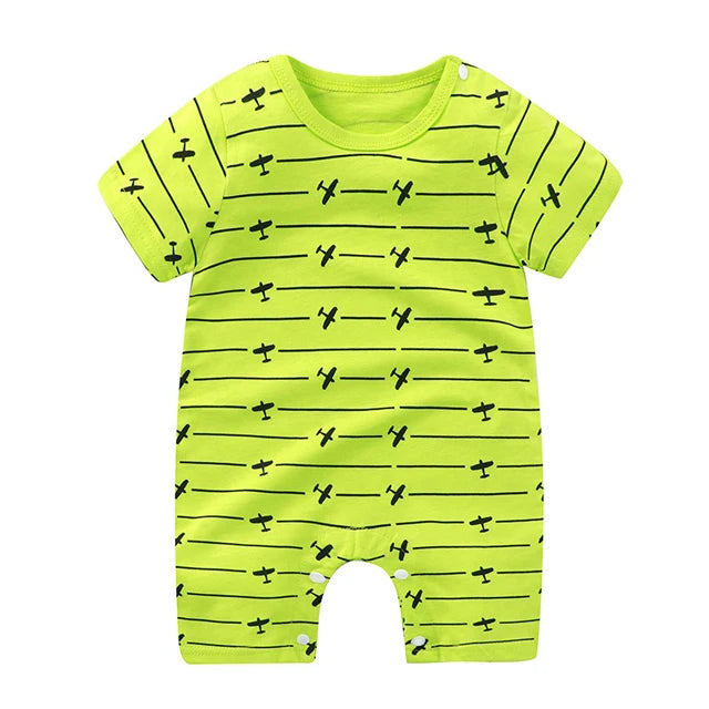 Baby Short Sleeve Rompers Infant Boys Girls Cartoon Cotton Jumpsuit