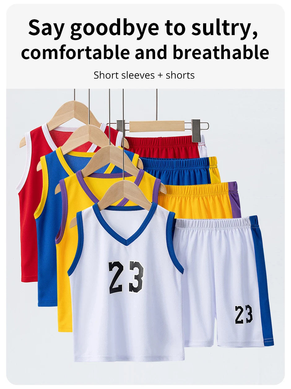 2/4 Pieces Of Summer Children's Quick-drying Sports Suit Boys Running Vest girls Casual Joker Shorts Breathable Short Sleeves