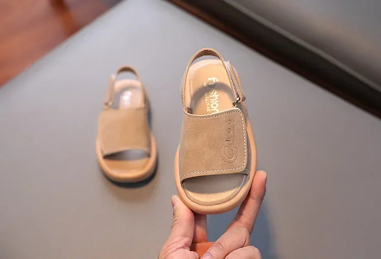 Sandals for Boys Fashion Summer Shoes 1-3-6 Years Girls Open Toe Matte Pu Leather Shoes Sandals Children Slippers