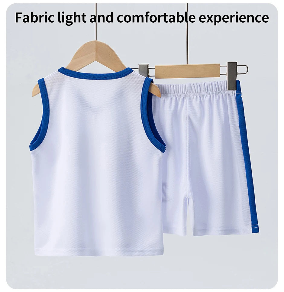 2/4 Pieces Of Summer Children's Quick-drying Sports Suit Boys Running Vest girls Casual Joker Shorts Breathable Short Sleeves