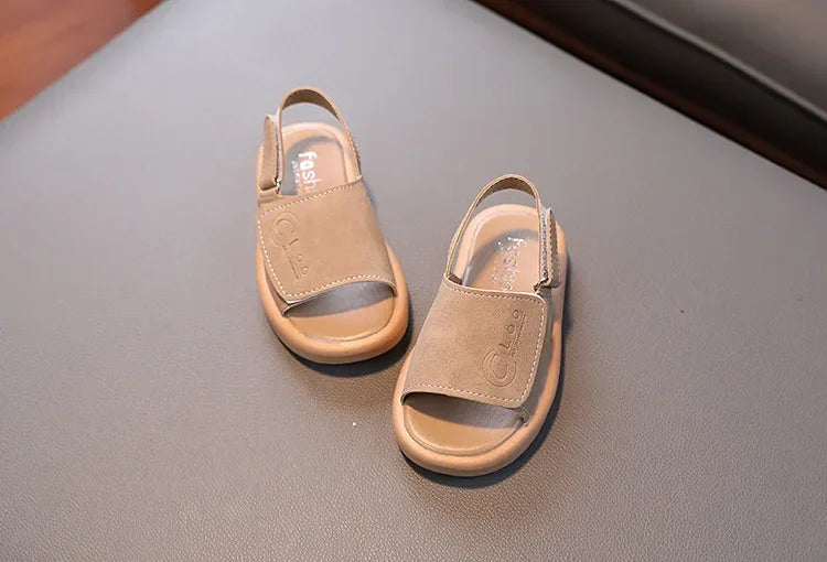 Sandals for Boys Fashion Summer Shoes 1-3-6 Years Girls Open Toe Matte Pu Leather Shoes Sandals Children Slippers