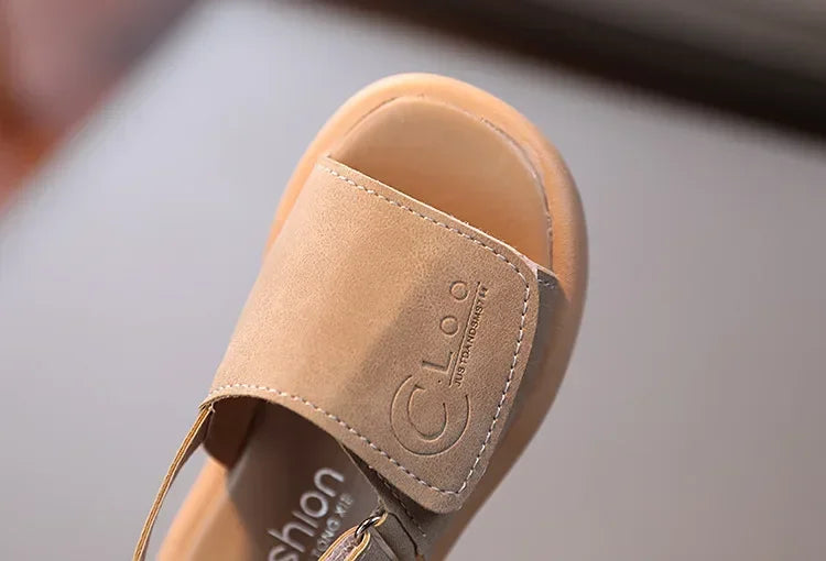 Sandals for Boys Fashion Summer Shoes 1-3-6 Years Girls Open Toe Matte Pu Leather Shoes Sandals Children Slippers