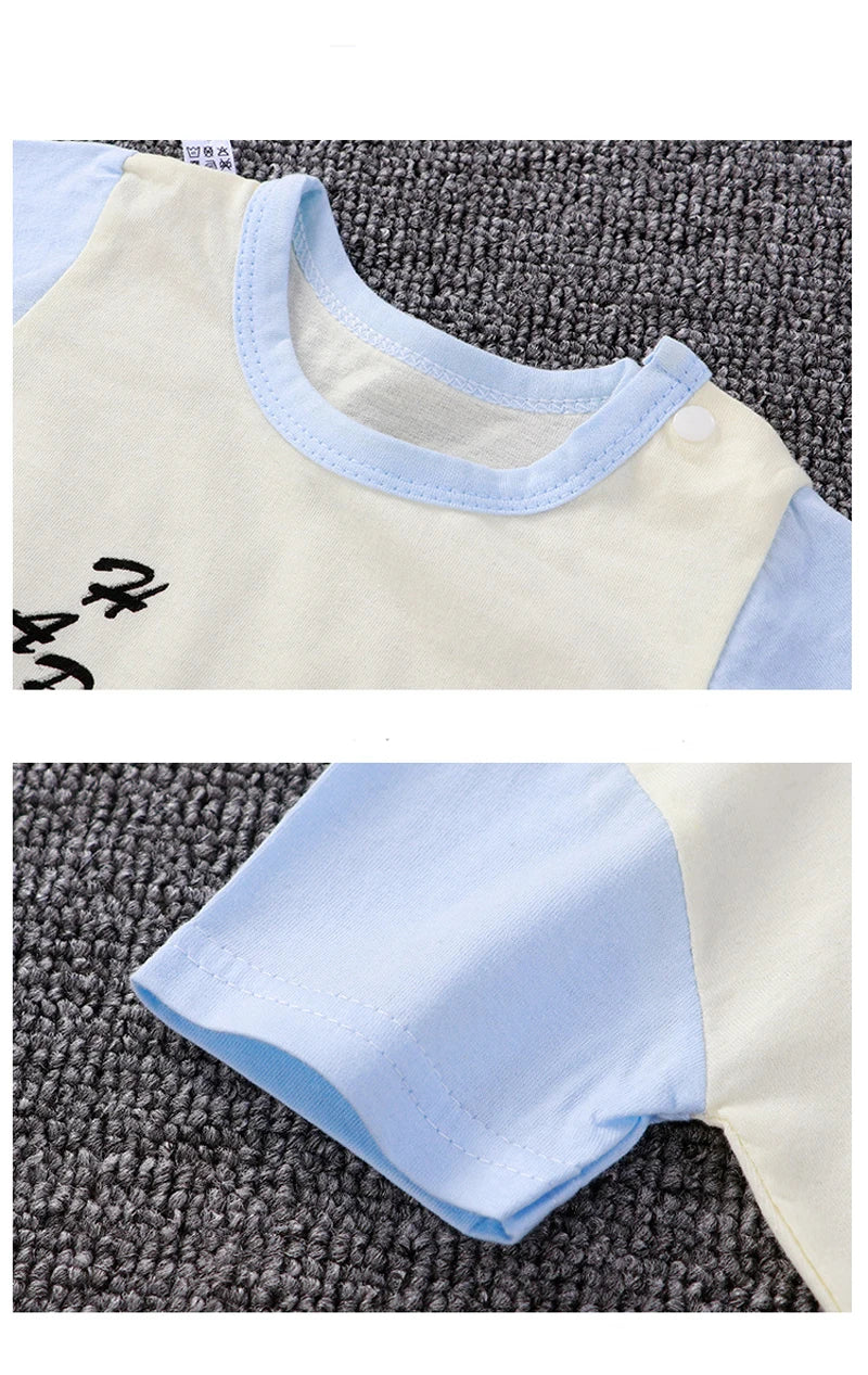 Baby Short Sleeve Rompers Infant Boys Girls Cartoon Cotton Jumpsuit