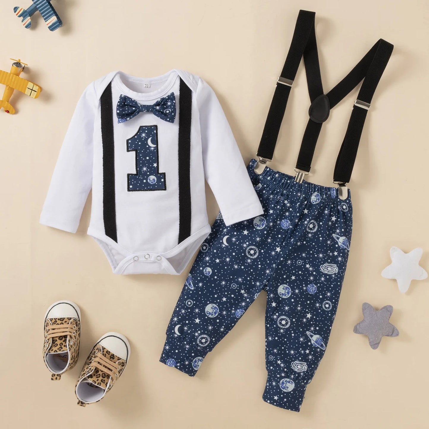Baby Boys  Outfits Sets Balloon Lette  Bodysuit and Y-back Suspender Shorts  Baby Clothes