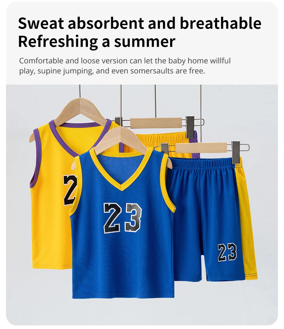 2/4 Pieces Of Summer Children's Quick-drying Sports Suit Boys Running Vest girls Casual Joker Shorts Breathable Short Sleeves