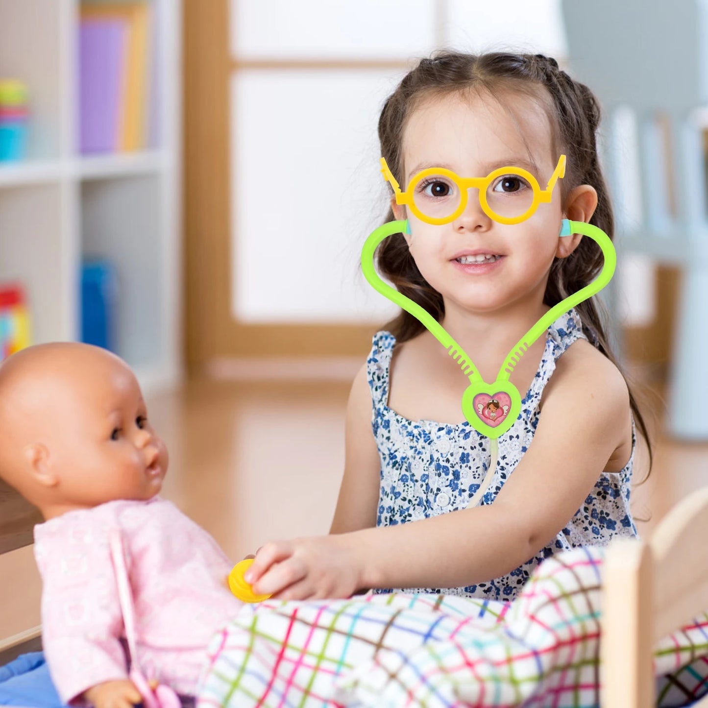 Children's doctor, playhouse toy, portable medicine box set, stethoscope, injection for girls and boys