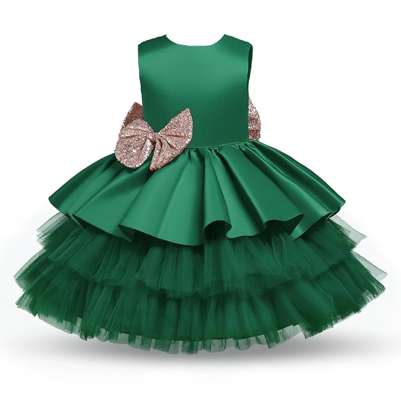 Baby Princess Dress Newborn Girls Birthday Party 1st Christening Gown Toddler Kid Children 2 3 4 5 Year Green Chrsitmas Dress