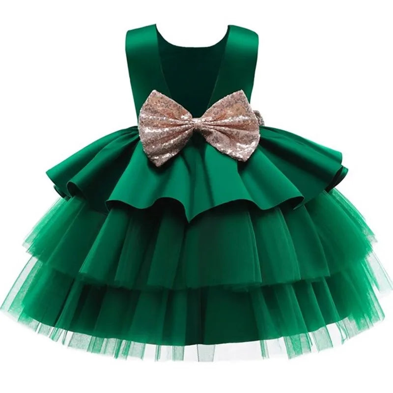 Baby Princess Dress Newborn Girls Birthday Party 1st Christening Gown Toddler Kid Children 2 3 4 5 Year Green Chrsitmas Dress