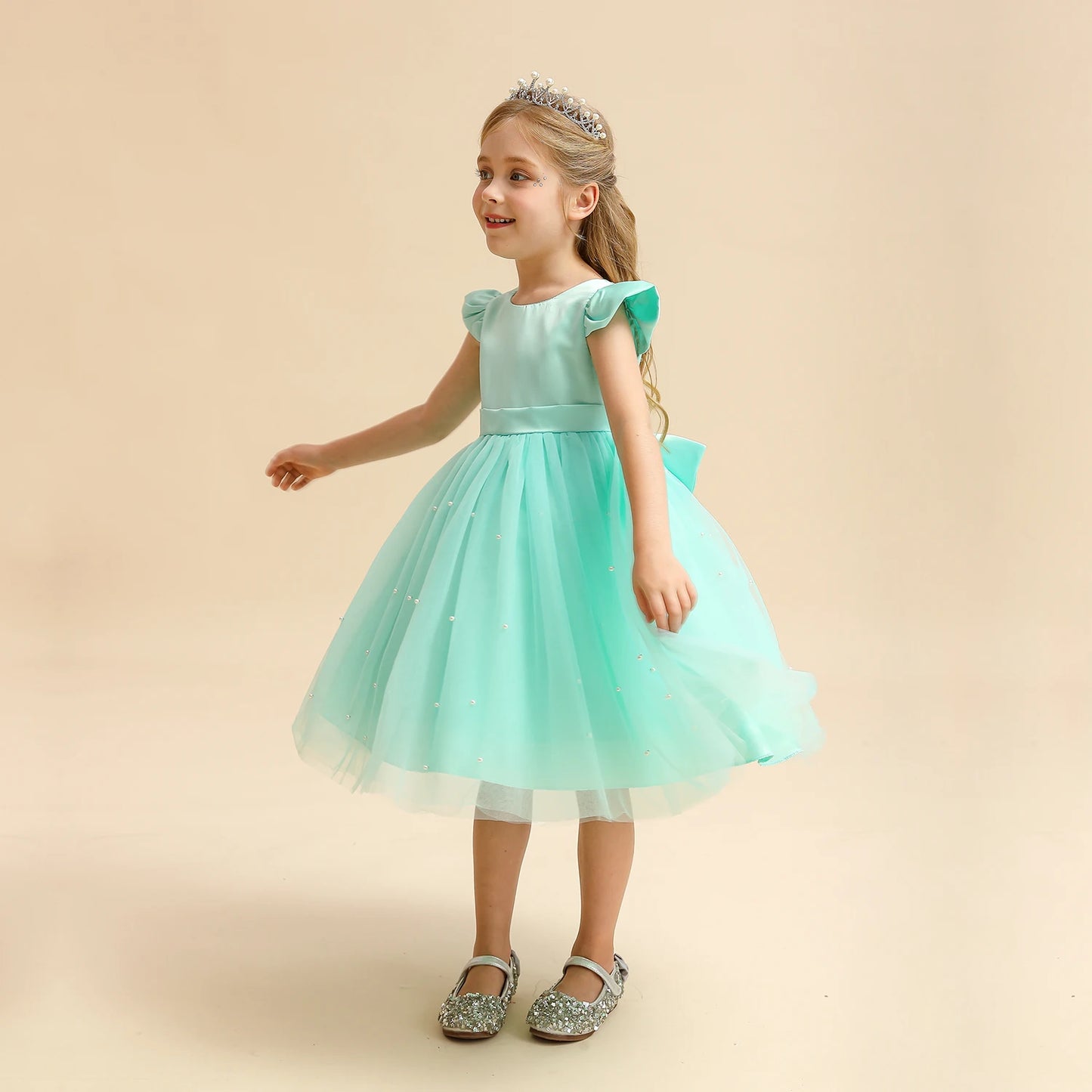 Toddler Baby Girls Lace Dresses Embroidery Elegant Christmas Princess Dresses for 1-5 Yrs Newborn Infant Outfits Green Christmas