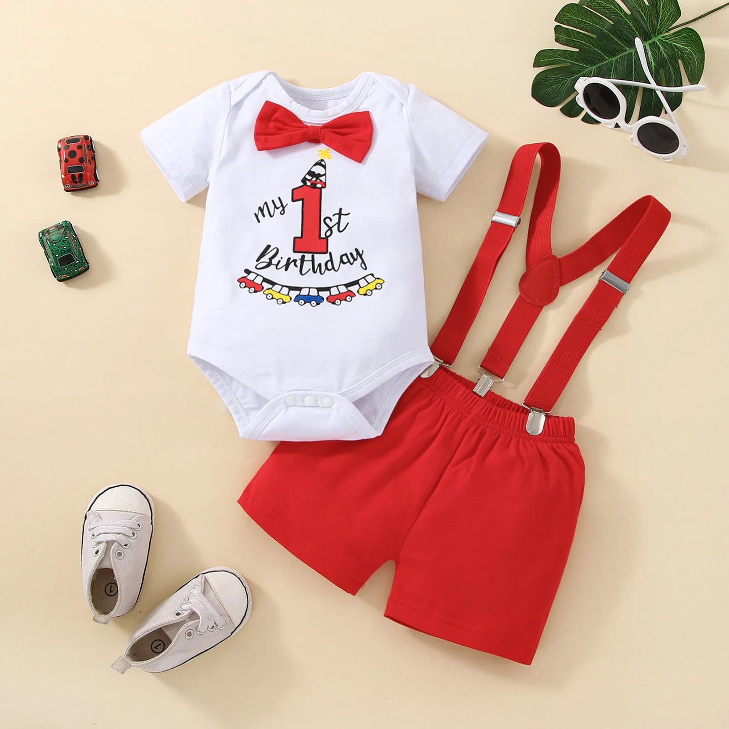 Baby Boys  Outfits Sets Balloon Lette  Bodysuit and Y-back Suspender Shorts  Baby Clothes