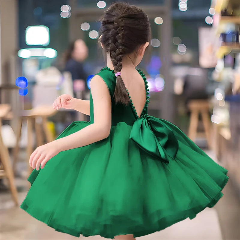 Toddler Baby Girls Lace Dresses Embroidery Elegant Christmas Princess Dresses for 1-5 Yrs Newborn Infant Outfits Green Christmas