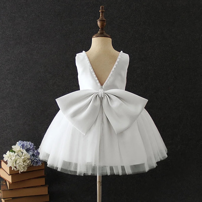 Green Christmas Dress for Girls Toddler Kids 1st Birthday Party Gown Elegant Princess Beaded Backless Baby Girl Wedding Vestidos