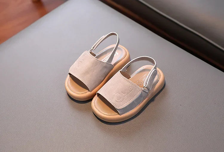 Sandals for Boys Fashion Summer Shoes 1-3-6 Years Girls Open Toe Matte Pu Leather Shoes Sandals Children Slippers
