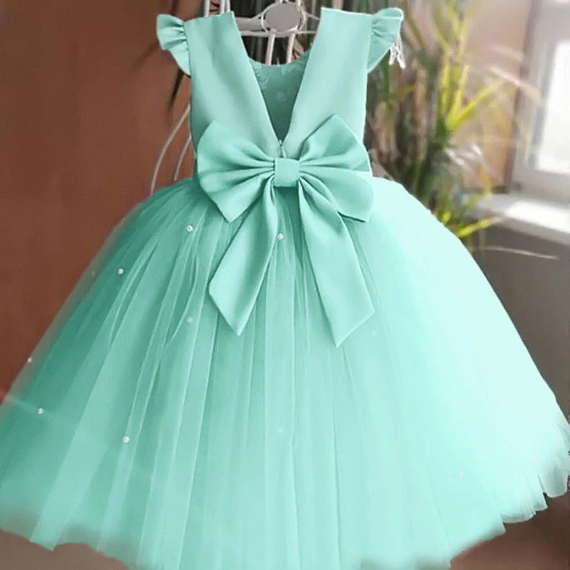 Toddler Baby Girls Lace Dresses Embroidery Elegant Christmas Princess Dresses for 1-5 Yrs Newborn Infant Outfits Green Christmas
