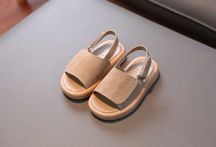 Sandals for Boys Fashion Summer Shoes 1-3-6 Years Girls Open Toe Matte Pu Leather Shoes Sandals Children Slippers